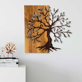 Wallity Agac 5 Escultura de Pared de Madera en Nogal y Marrón